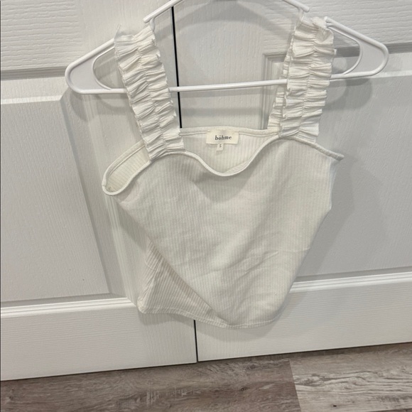 Bohme Cream Ruffled Strap Top - Picture 1 of 2